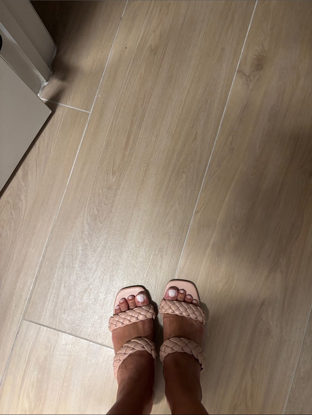 Sincerly Jules Braided Double-Strap Sandals - Blush Pink